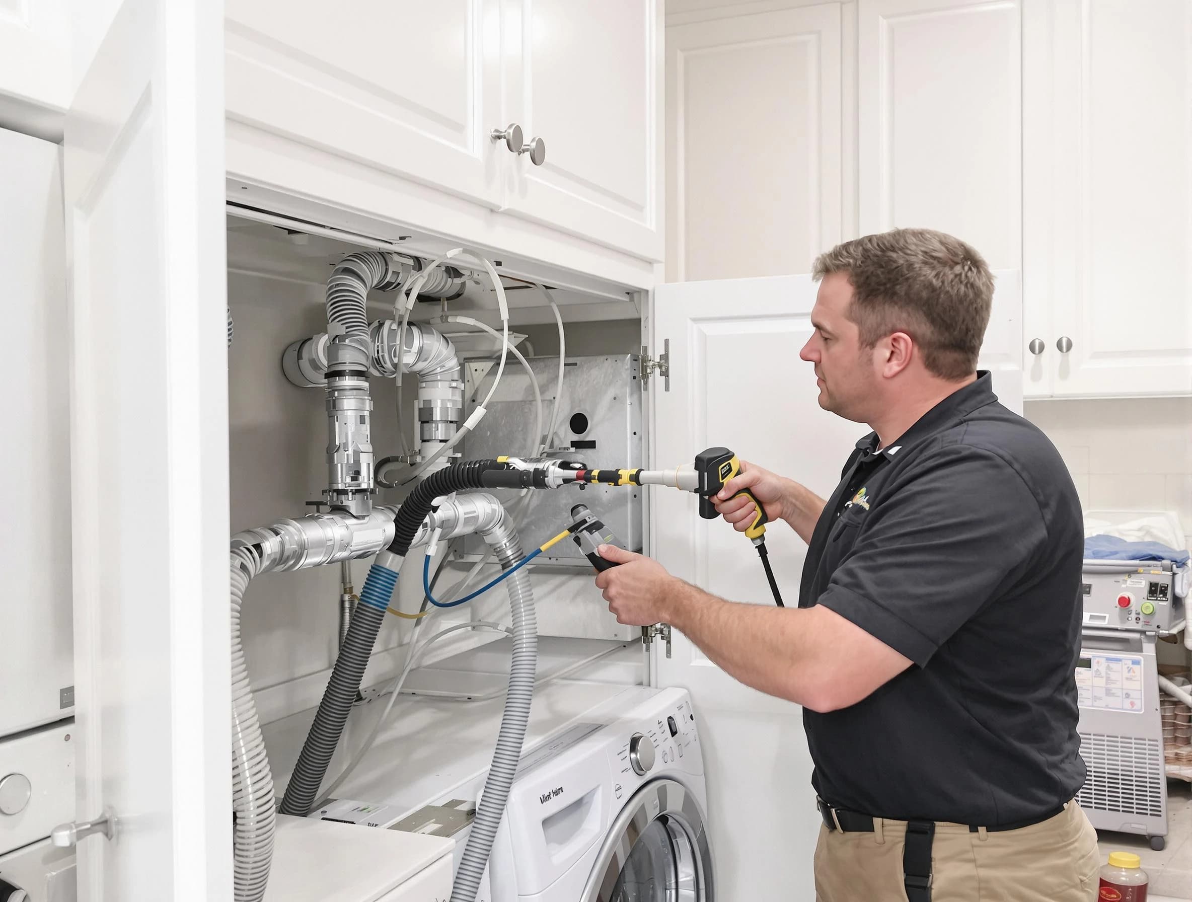 Oklahoma City Dryer Vent Cleaning professional removing severe blockage from a clogged dryer vent in Oklahoma City
