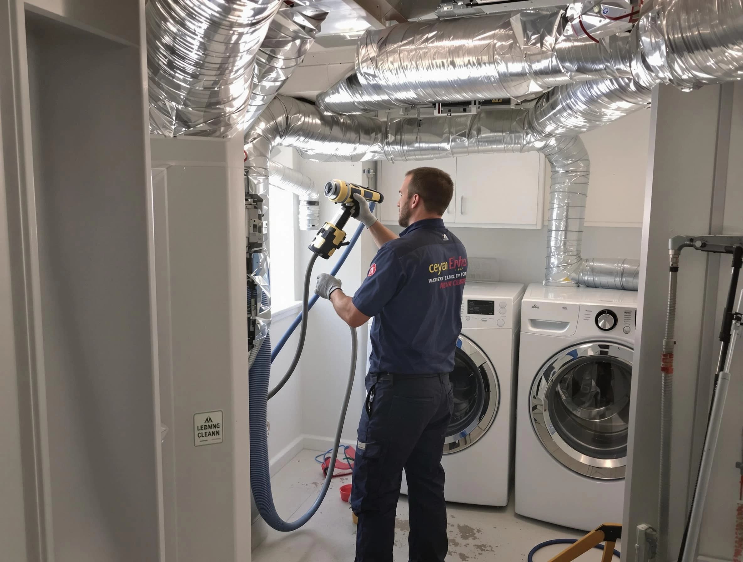 Oklahoma City Dryer Vent Cleaning specialist using advanced equipment for thorough duct cleaning in Oklahoma City