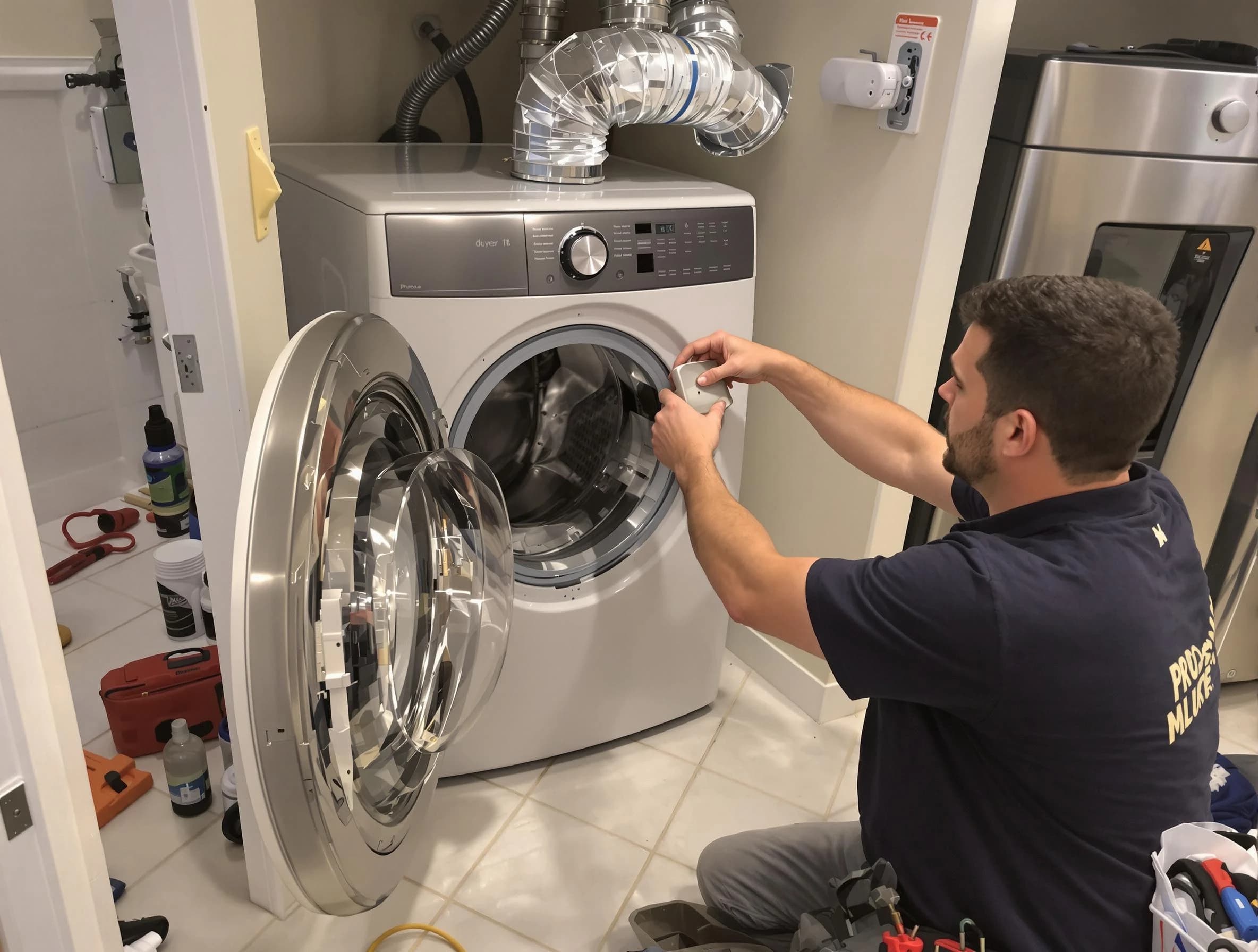 Oklahoma City Dryer Vent Cleaning technician performing precise dryer vent hose installation in Oklahoma City