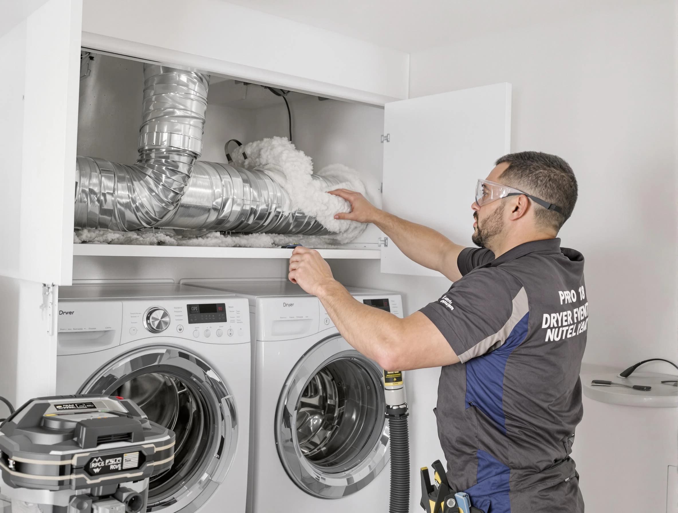 Oklahoma City Dryer Vent Cleaning certified technician performing specialized gas dryer vent cleaning in Oklahoma City