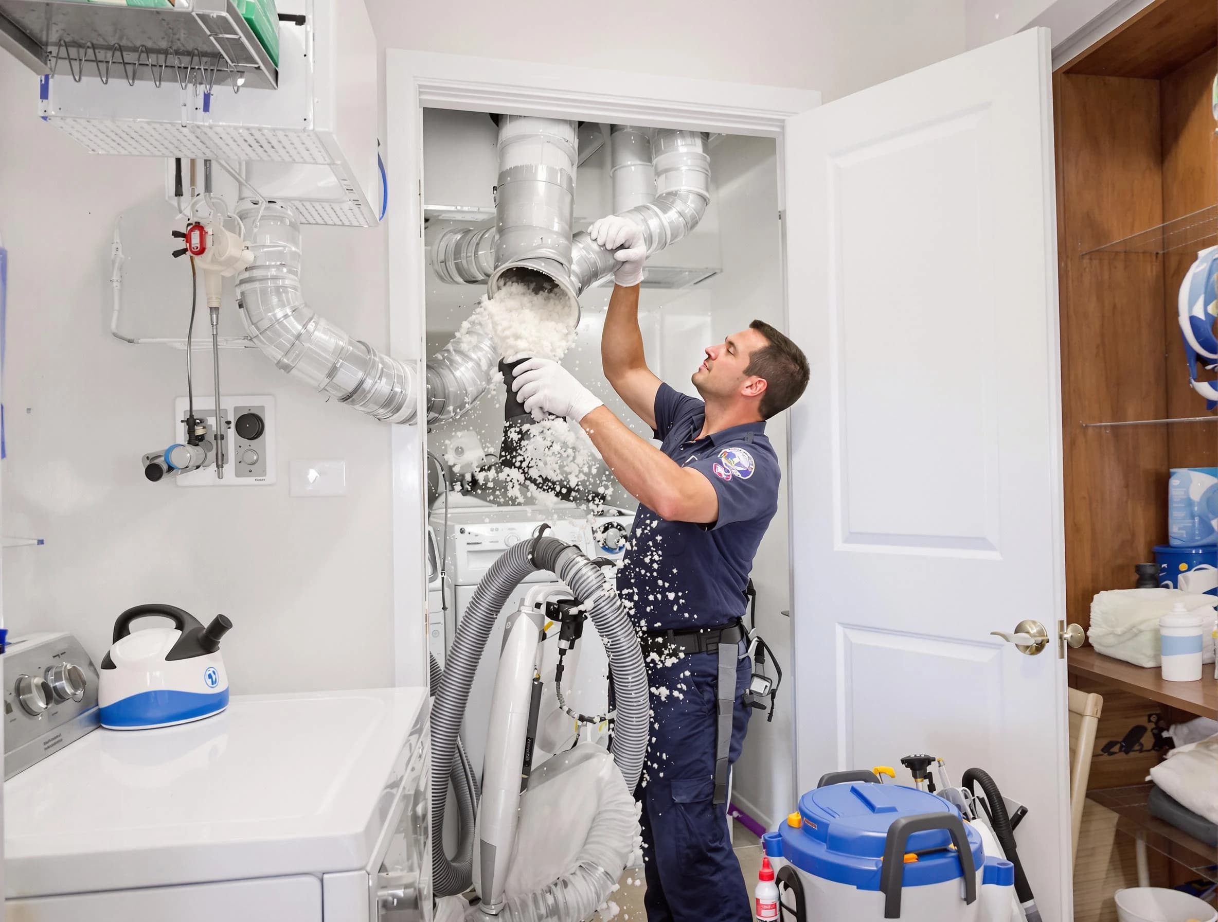 Oklahoma City Dryer Vent Cleaning technician delivering thorough residential dryer vent cleaning service in Oklahoma City