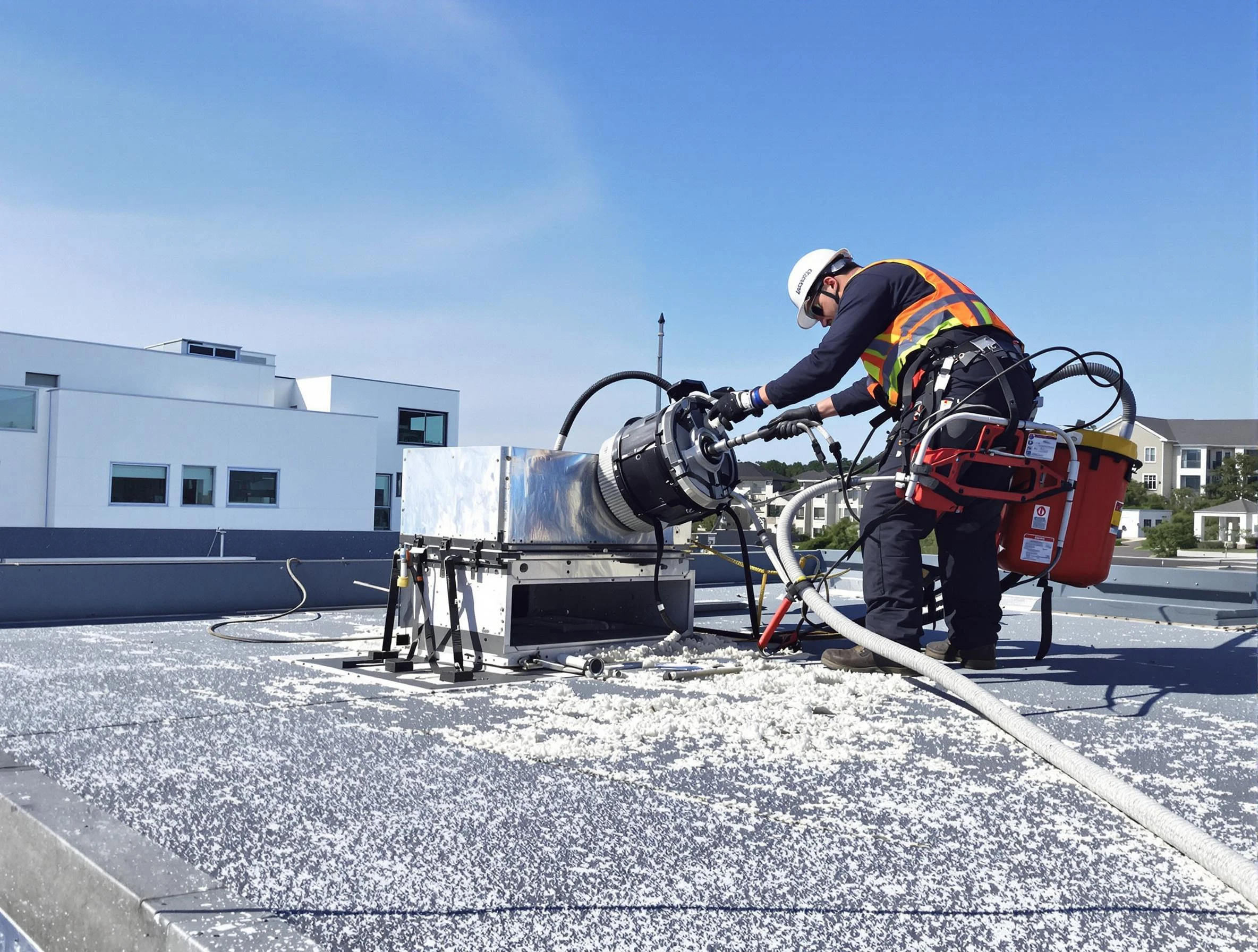 Cleaning Dryer Vent On Roof in Oklahoma City