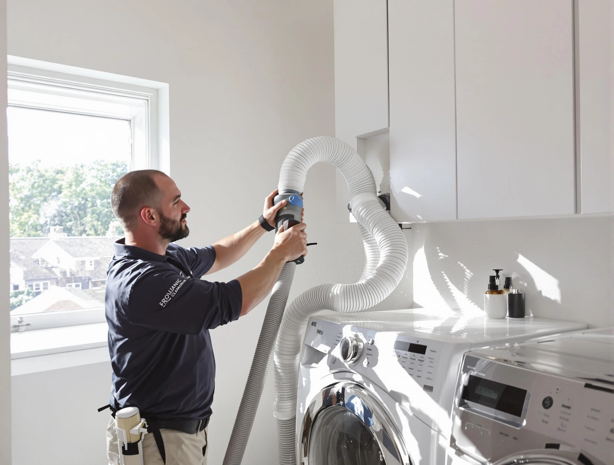 Certified Oklahoma City Dryer Vent Cleaning technician performing dryer vent cleaning in Oklahoma City